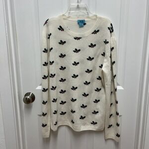 two bees Super Soft cashmere Poinsettia Cashmere Pullover Sweater Size XL